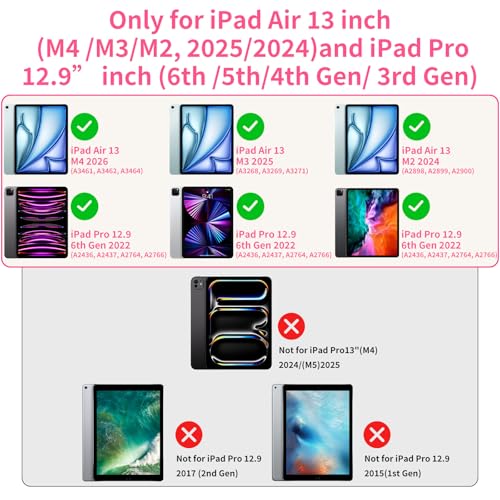 HOTLIFE 360° Rotatable Case for iPad Air 13 inch & iPad Pro 12.9 inch (Multiple Models) | Bluetooth Backlit Keyboard, Multi-Touch Trackpad