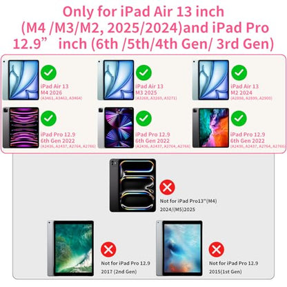 HOTLIFE 360° Rotatable Case for iPad Air 13 inch & iPad Pro 12.9 inch (Multiple Models) | Bluetooth Backlit Keyboard, Multi-Touch Trackpad