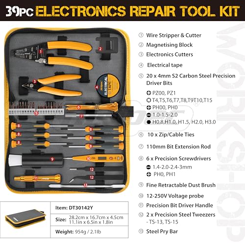 Hi-Spec 39pc Electronics Repair & Opening Tool Kit Set - DT30142Y-AE