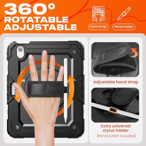 SEYMAC stock Case for iPad Air 11 inch A3463/A3460/A3459/A3266/A3267/A3270/A2902/A2903/A2904, Heavy Duty Slim, Black