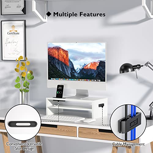 BONTEC 16.54 x 9.25 x 5.59 inches MTR-S2-WH Computer Monitor Stand
