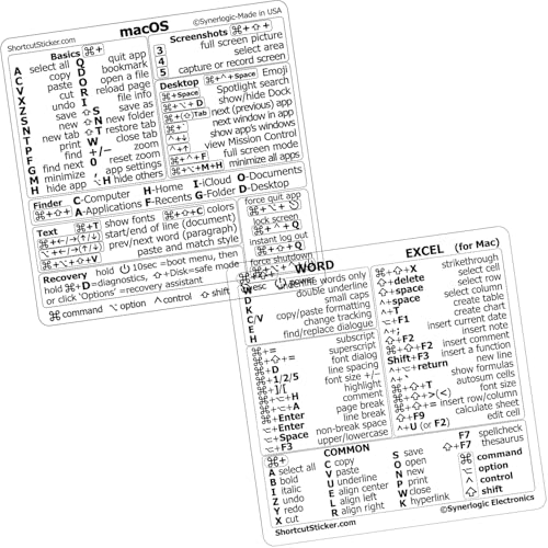Synerlogic 3.25" x 3.25" SCS-M-CLEAR-W Waterproof Keyboard Shortcut Stickers - Military Theme, Clear Vinyl