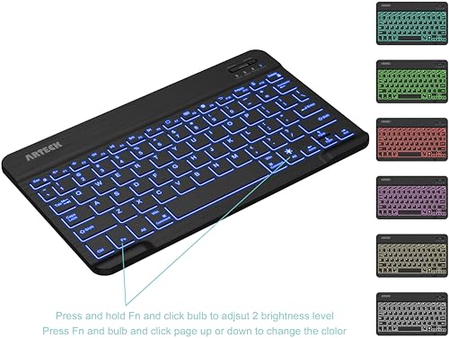 Arteck 9.7" HB030B Wireless Bluetooth Keyboard QWERTY Rechargeable Scissor-Switch Portable Slim Keyboard
