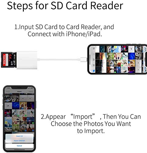 FUHAYA Lightning Adapter to SD Card Reader AKUSFBA-140, 256GB Capacity, iOS Compatible, Plug & Play