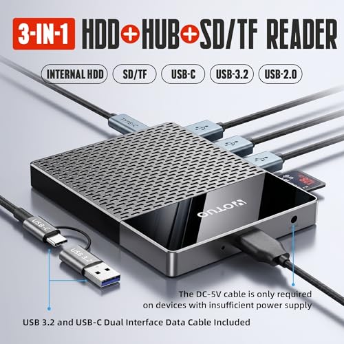 YOTUO 1TB External Hard Drive SY-DSHDD-01 USB 3.0 Multiport Hub