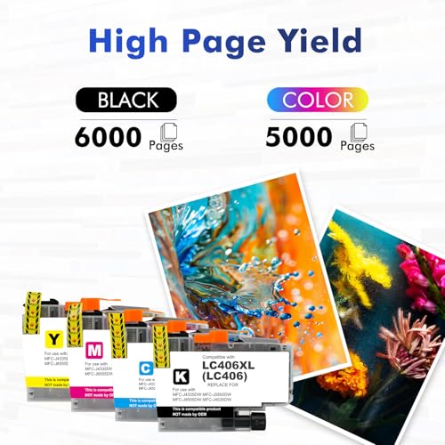 Toner Bank LC406XL Ink Cartridges 4 Pack High Yield Black Cyan Magenta Yellow