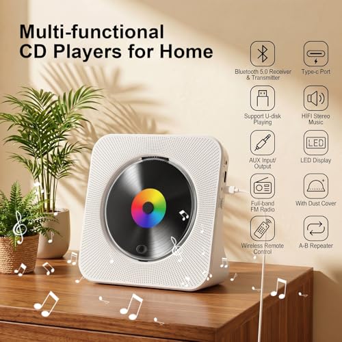 Gueray 7.44" KC906 Bluetooth CD Player 1 Disc WAV Home Audio