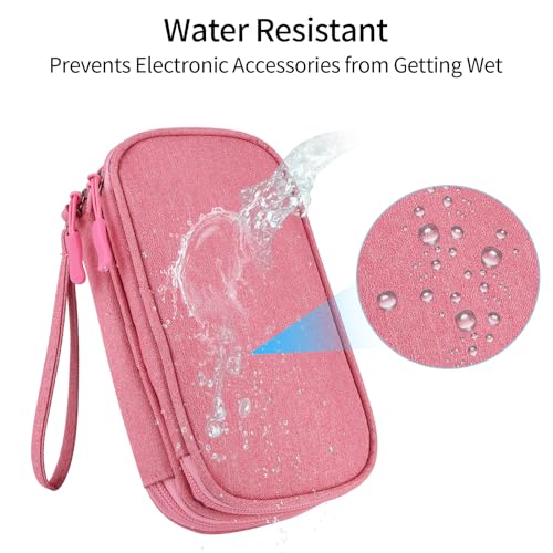 JIAKAI 7.48 x 4.33 x 2.16 inches Travel Cable Organizer Bag - Pink
