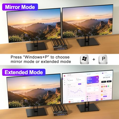 KCEVE KVM Switch 2 Monitors 3 Computers 4K@144Hz DisplayPort USB 3.0 Model KC-302DP-A