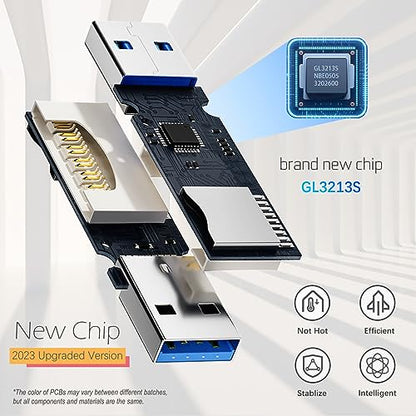 Wansurs 1 Pack USB3.0 Dual Slot Micro SD Card Reader CR034