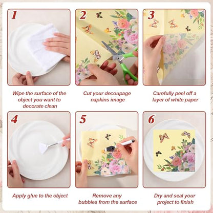 NatNarr 30 Pack Decorative Craft Napkins, 13*13 Inch, Assorted Floral Designs, G7227K-11-N