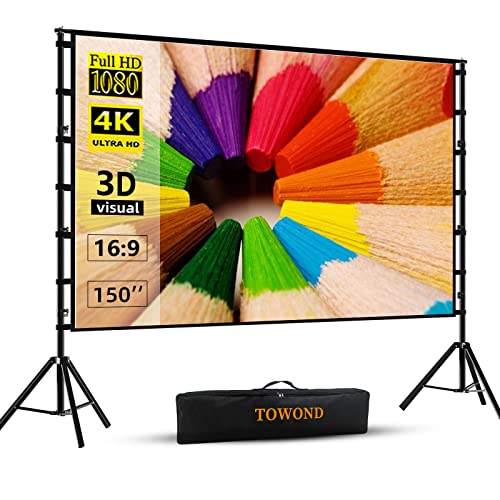 TOWOND 150'' da-hanl-kag8 4K HD Portable Projection Screen