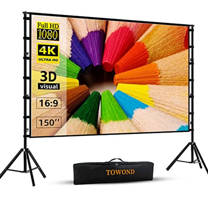 TOWOND 150'' da-hanl-kag8 4K HD Portable Projection Screen