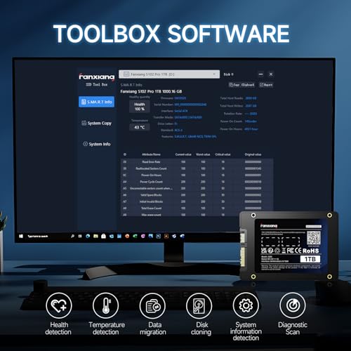 fanxiang 1TB S101 SATA Solid State Drive 2.5 Inch 6Gb/s 3D NAND TLC