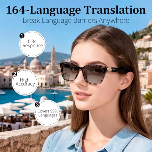 loangyunfone Smart Glasses KL02-Tortoiseshell Bluetooth Connectivity No Display Wearable Tech