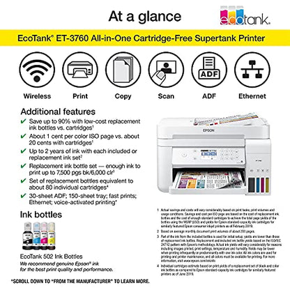 Epson EcoTank ET-3760 All-in-One Printer 4800 x 1200 15ppm Inkjet