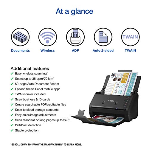 Epson 11.6" x 6.6" x 6.9" B11B263201 300 DPI Document Scanner