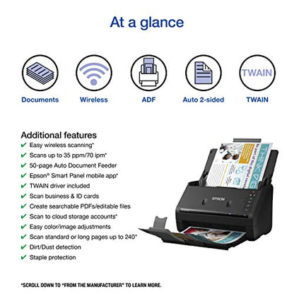 Epson 11.6" x 6.6" x 6.9" B11B263201 300 DPI Document Scanner