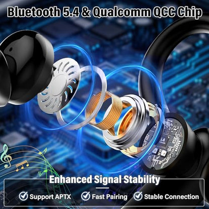 Atheewon U8 Bluetooth Headset V5.4 Wireless Earpiece with Noise Cancelling Dual Microphone