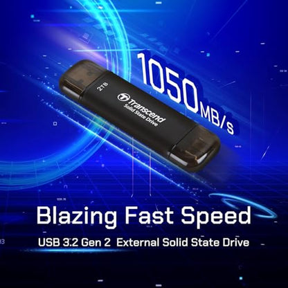 Transcend 256GB TS256GESD310C External SSD, 256GB Storage Capacity, 1050MB/s Read Speed, USB 3.0 Interface, Portable Solid State Drive