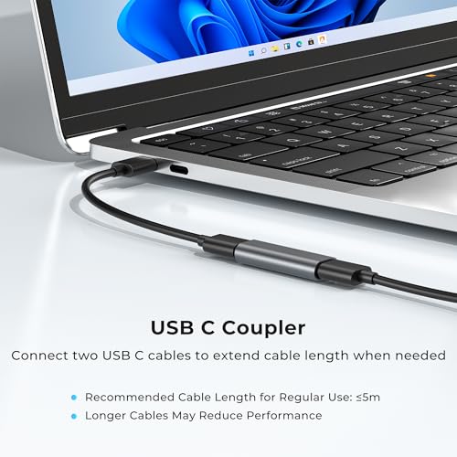 Basesailor USB C Female to Female Adapter 100W Type C Coupler 10Gbps