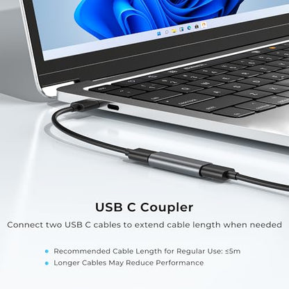 Basesailor USB C Female to Female Adapter 100W Type C Coupler 10Gbps