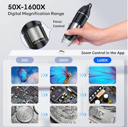 KEEMIKA 4.41" x 1.56" 321-P 1920P HD Digital Microscope Magnification 50x-1600x USB Type C LED