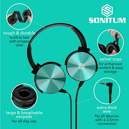 Sonitum 9999 Language Tag Wired On-Ear Headphones 5-Pack 3.5mm Audio Jack