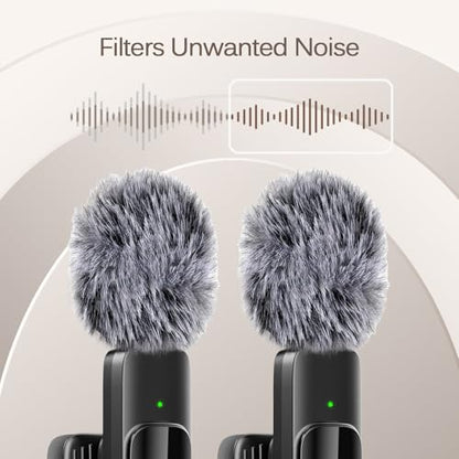 Labstandard Wireless Lavalier Microphone K9 Dual Channel Omnidirectional - Bluetooth-Compatible, USB Type-C & Lightning for Smartphones