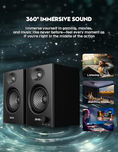 OHAYO 2.0 Stereo Bookshelf Speakers C6-Black 60W Bluetooth 5.3 20 KHz Black