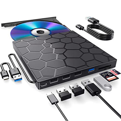 BPAKDU 6.56" Slim Portable External CD/DVD Drive Model B31-G - USB 3.0 - Black