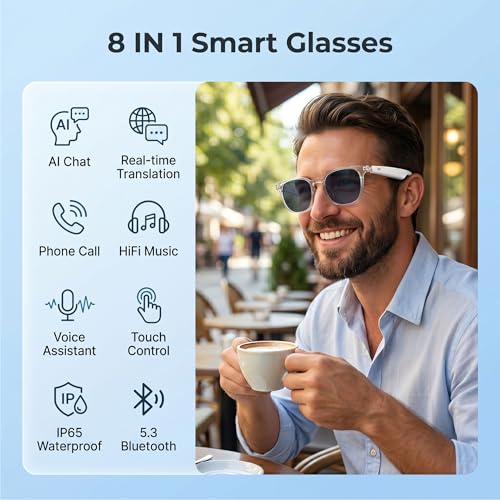 MNVOEQ 1mm B0GRTS6K6J Smart Glasses, Bluetooth Connectivity, 170mAh Lithium Ion Battery, Unisex