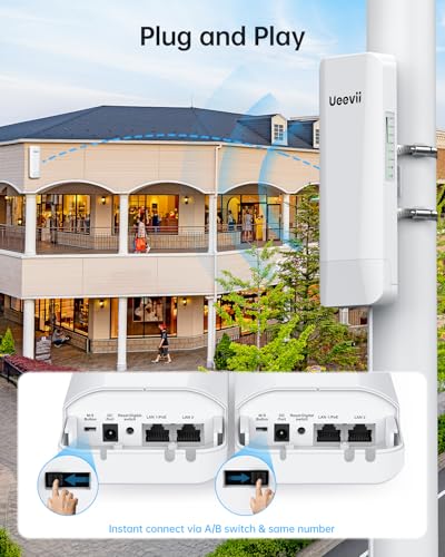 UeeVii 5.8GHz CPE453 Single-Band 100Mbps Point-to-Point Wireless Bridge for Outdoor Networking