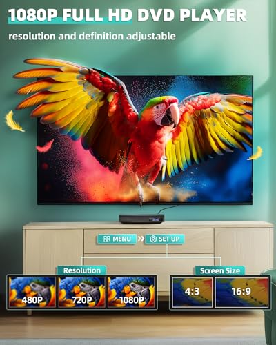 SHIWAKOTO Mini DVD Players for TV 1080P Resolution, HDMI/RCA/USB Connectivity, Multi-Format Support