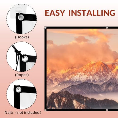TOWOND 150 Inch TWD012-JY150 Projection Screen 16:9 Matte Manual Wall Mount