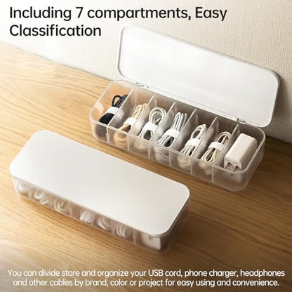 PAVSTINE 3.54x10.24x1.97 in CSB-WH Cable Organizer with 7 Compartments