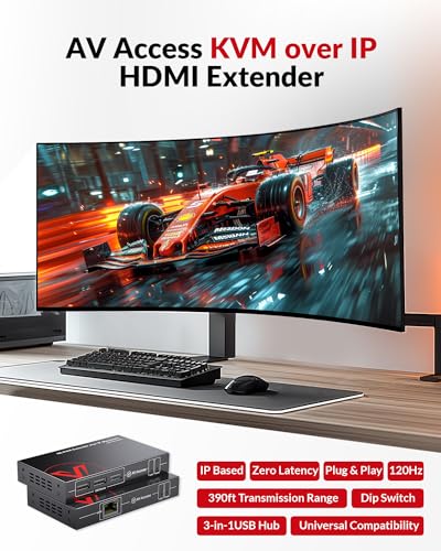 AV Access 1 Count 4KIP100-KVM HDMI USB KVM Extender 12Volts DC 1Amps