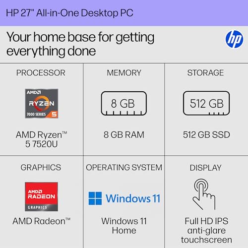 HP 27 inch B88E5AA#ABA FHD 1920x1080 IPS All-in-One Computer