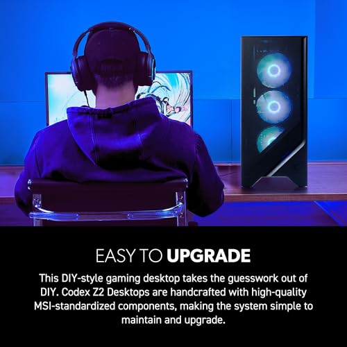 MSI Black Codex Z2 Computer Tower: AMD Ryzen 7 8700F, NVIDIA GeForce RTX 5070, 32GB DDR5 RAM, 2TB SSD, Windows 11 Home, 3840x2160