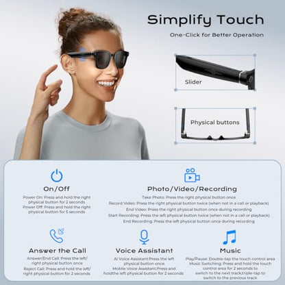 XO Simple is Beauty GS01 Bluetooth Smart Glasses 1920x1080 Digital Display 2cm Water Resistant