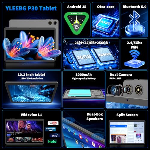 YLEEBG 10 inch Tablet P30 1280 x 800 5G Wi-Fi LCD Productivity