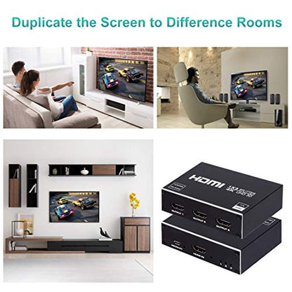 ENBUER 1x3 HDMI Splitter 4K@30Hz Audio Video Distributor Black