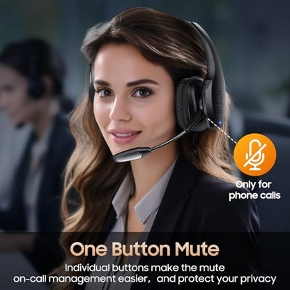 Necode A19 Bluetooth Headset with Microphone - Wireless - On Ear - Black
