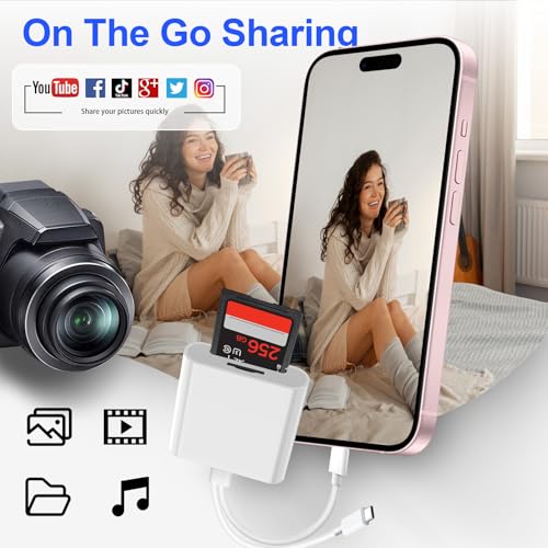 Denlane SD Card Reader 2 Ports USB Type C Lightning Compatible Devices