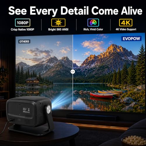 Evopow Portable Projector T16 1920x1080 LCD 2200 Lumens