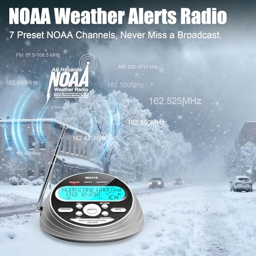 Rychi 6.02" L x 5.59" W x 2.95" H TMUS-MD319 LCD Weather Alert Radio