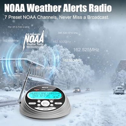 Rychi 6.02" L x 5.59" W x 2.95" H TMUS-MD319 LCD Weather Alert Radio