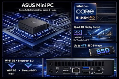 ASUS NUC Mini PC NUC13 Pro 13th Gen Intel Core i5 Up to 4.6GHz 16GB RAM 512GB SSD