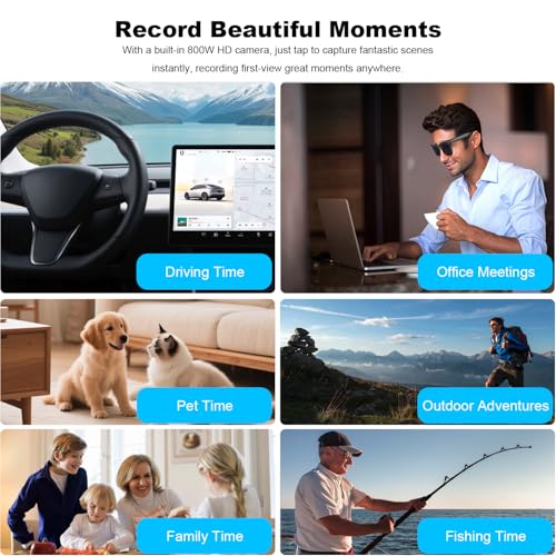Bapick Smart Glasses 8MP Camera Open-Ear Black