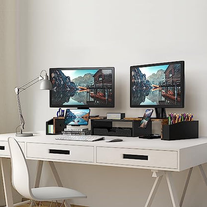 Simple Houseware 45.08 x 10.87 x 4.49 inches DO-09K-R Ergonomic Dual Monitor Stand with Drawer